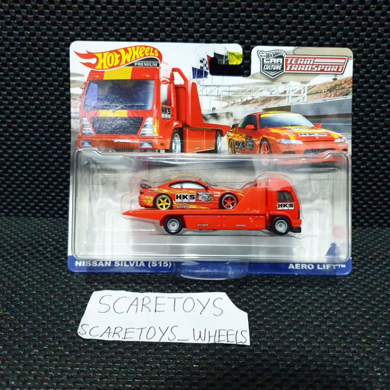 Hot Wheels team transport nissan silvia s15 hks aero lift team transport