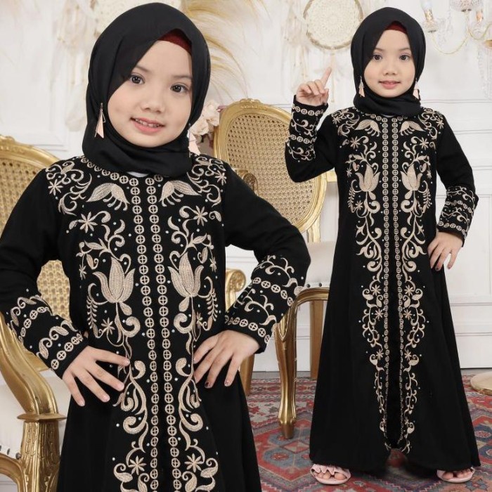 Gamis BEST SELLER MUZA ABAYA ANAK ABAYA HITAM TURKEY - ANAK 1227, S(G4U9) Gamis Turki Gamis Abaya Te