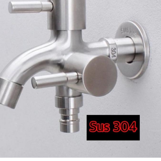♫ Promo kran double asli stanlis steel sus 304 kran shower kran cabang ss  sus 304 KRAN STANLIS ASLI