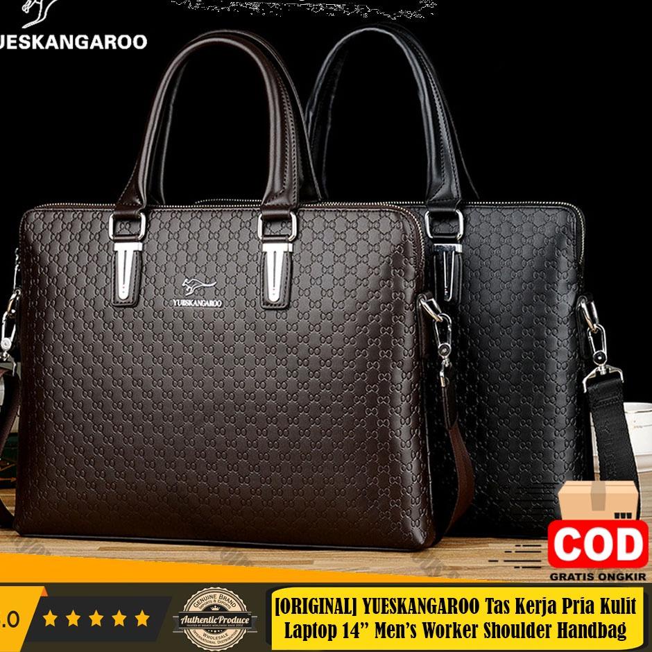 Mega MaxF0r5Q [ORIGINAL] Yueskangaroo Tas Kerja Pria dan Wanita Kulit Laptop 14 Inch Business Should