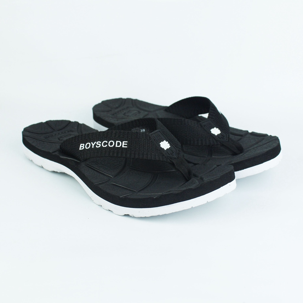 Sendal Jepit Gunung Distro Pria Wanita BOYSCODE Authentic Hitam Abu / Sandal Outdoor Cowok