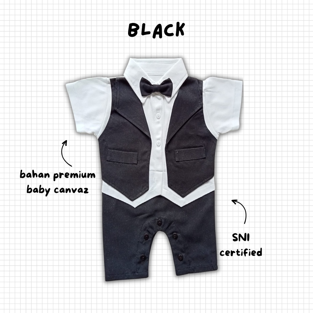 tuxedo bayi anak laki laki jumper tuxedo baju kodangan anak bayi laki laki 6 12 18 bulan jas anak laki laki balita AARON tuxedo jumper set