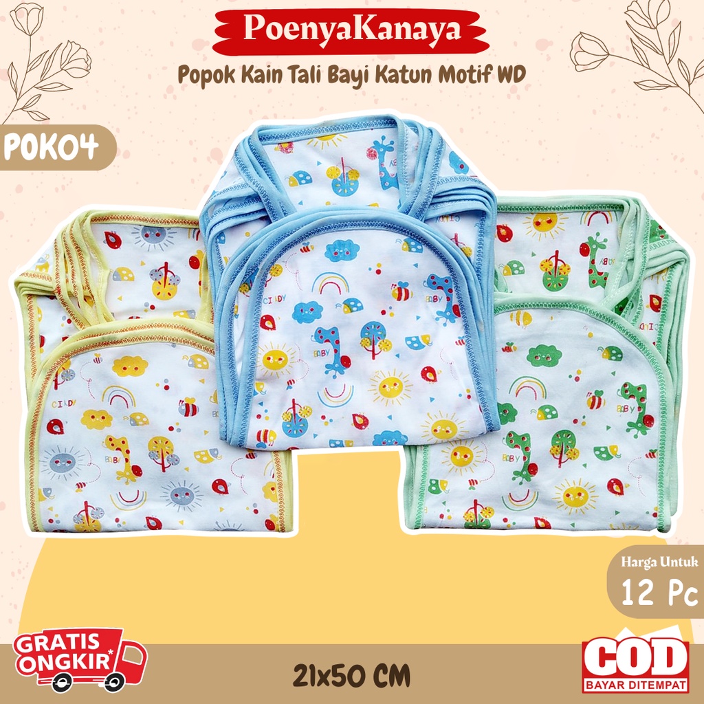 1lusin Celana Popok Kain Tali Bayi Katun Motif Div POK04