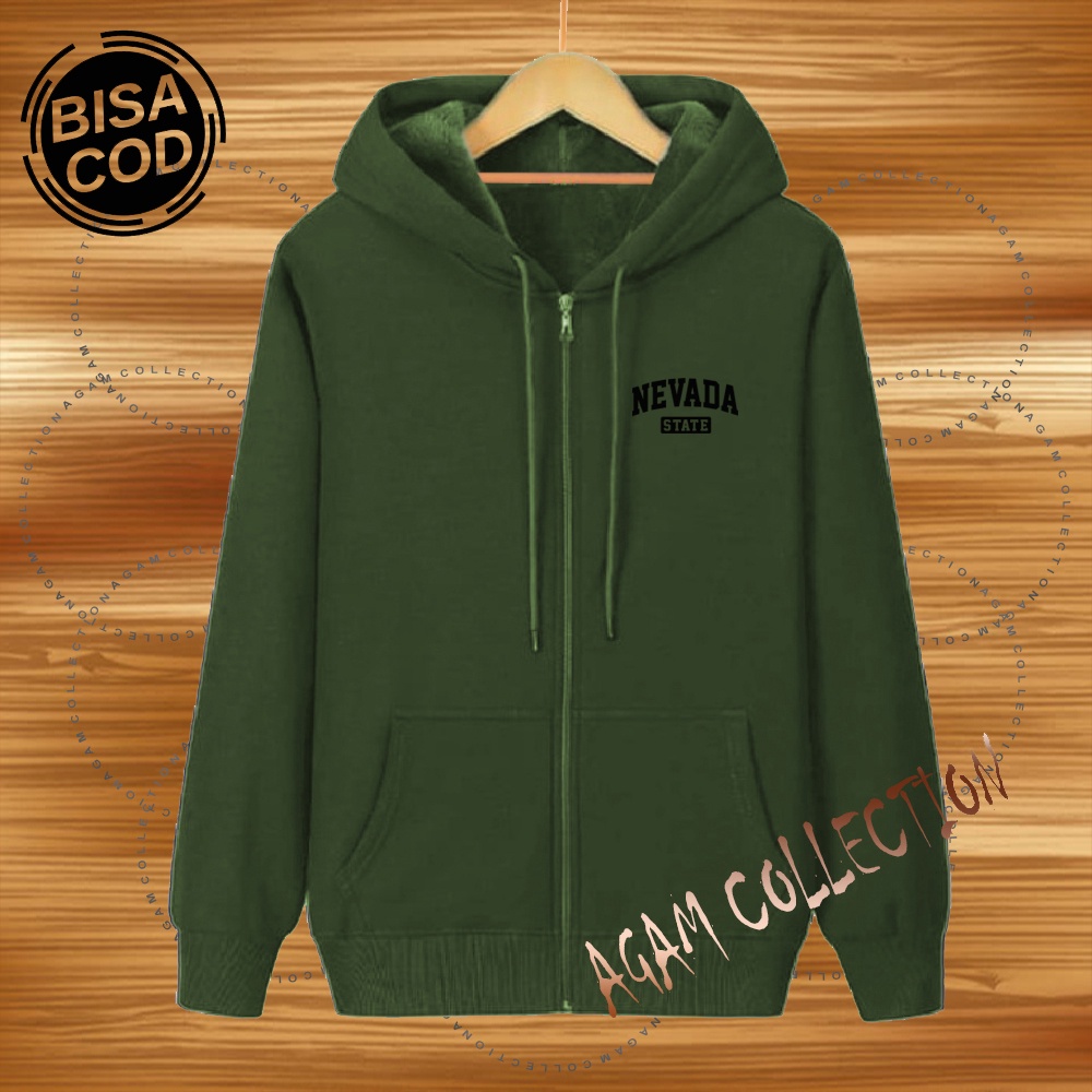 Agam collection Jaket Zipper Distro nvd state Text Hitam Premium Quality Jaket Hoodie Pria Wanita