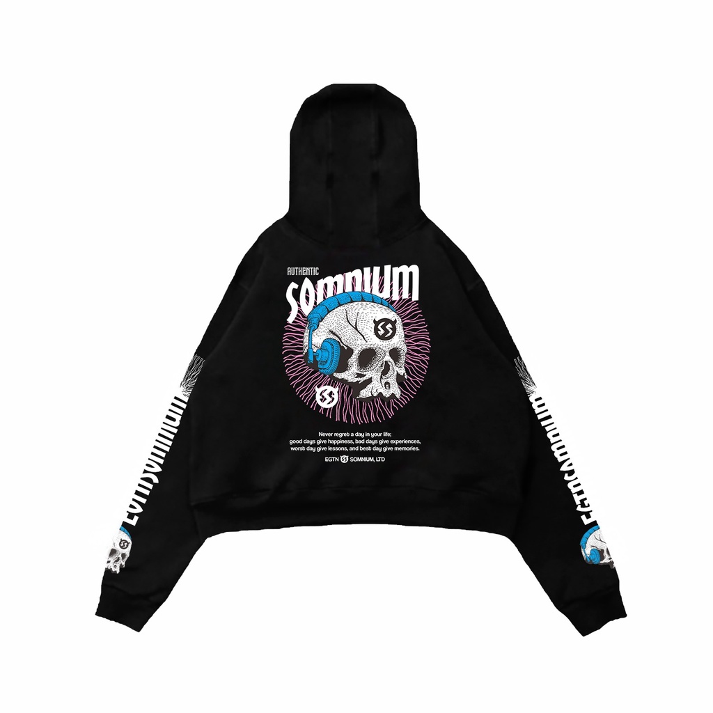 SWEATER HOODIE CROP OVERSIZE PRIA WANITA EGTN SOMNIUM SKULL FLOWER | HOODIE CROP OVERSIZE PRIA WANITA PREMIUM