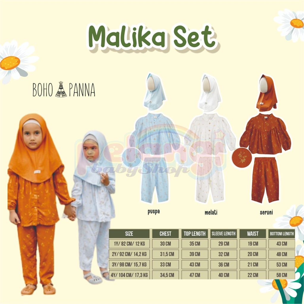 BOHOPANA | BOHO | BOHO PANNA MALIKA SET | BAJU MUSLIM ANAK ANAK