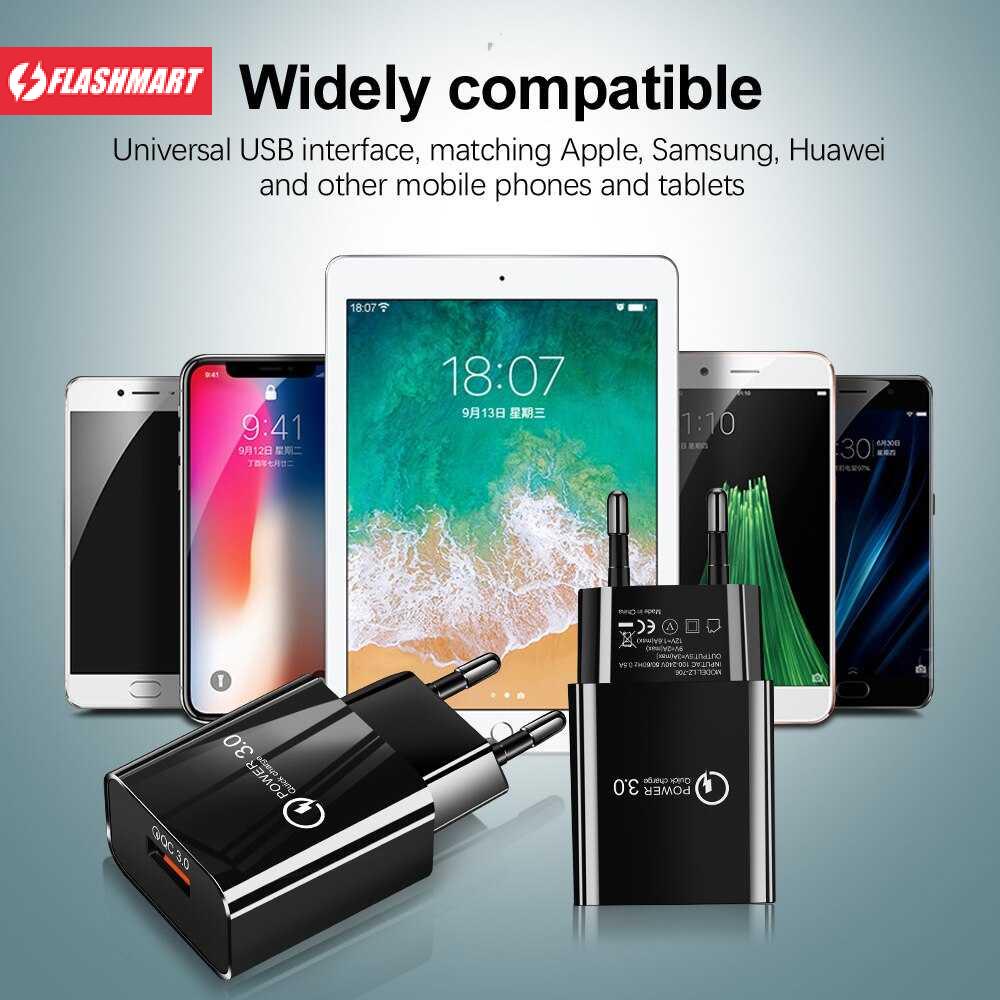 Flashmart Gusima Charger USB Universal Quick Charge 3.0 1 Port EU Plug 18W - GS-552
