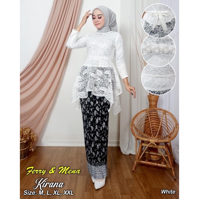 Permata Olshop / Setelan Blouse Kirana Brukat Payet Modern / Kebaya Wisuda / Kebaya Pesta Mewah / Kebaya Brukat / Kebaya Remaja / Kebaya Payet