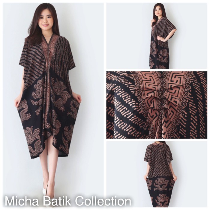 Kaftan Kaftan Batik Paris Cap (Naga Kombinasi Sogan)(I8X3) Kaftan Terbaru BISA COD Kaftan Satin REAL