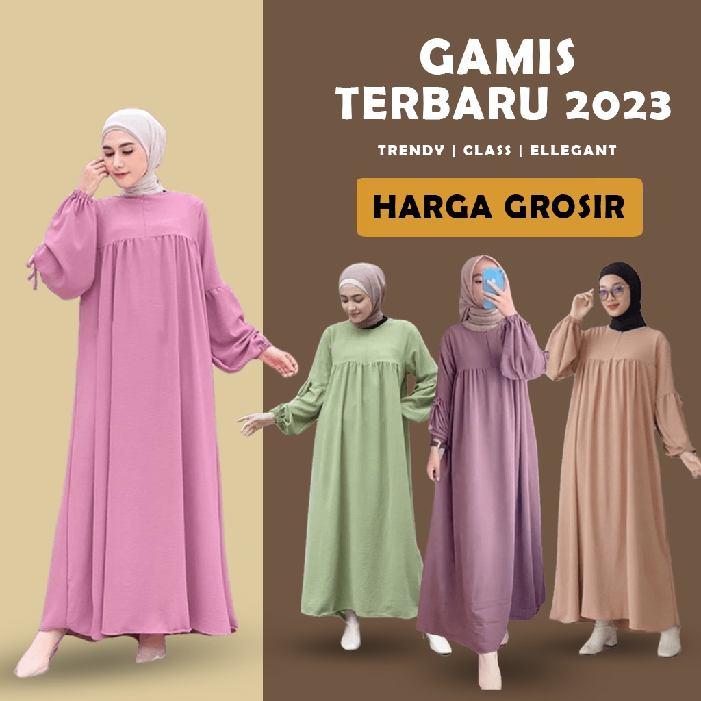 Model Gamis Terbaru 2023 Hitam Polos Simpel Modern Remaja Dress Eticha Wanita Muslim Pesta Elegan Mewah Kekinian Shopee