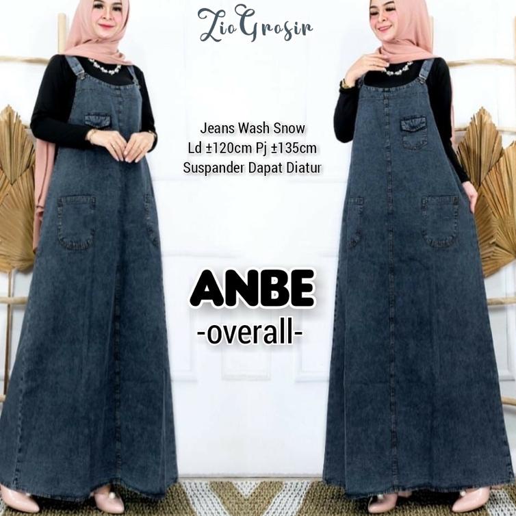 TERPERCAYA Anbe Overal Overall Rok Kodok Jeans Denim Fashion Pakaian Wanita Jumbo Big Size