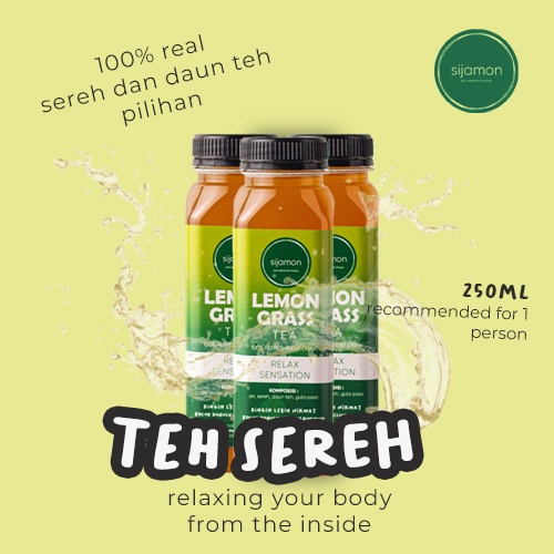 

Minuman Kesehatan SIJAMON Teh Sereh Lemon Original 250 ml Healthy Drink / Relax Sensation Relaksasi