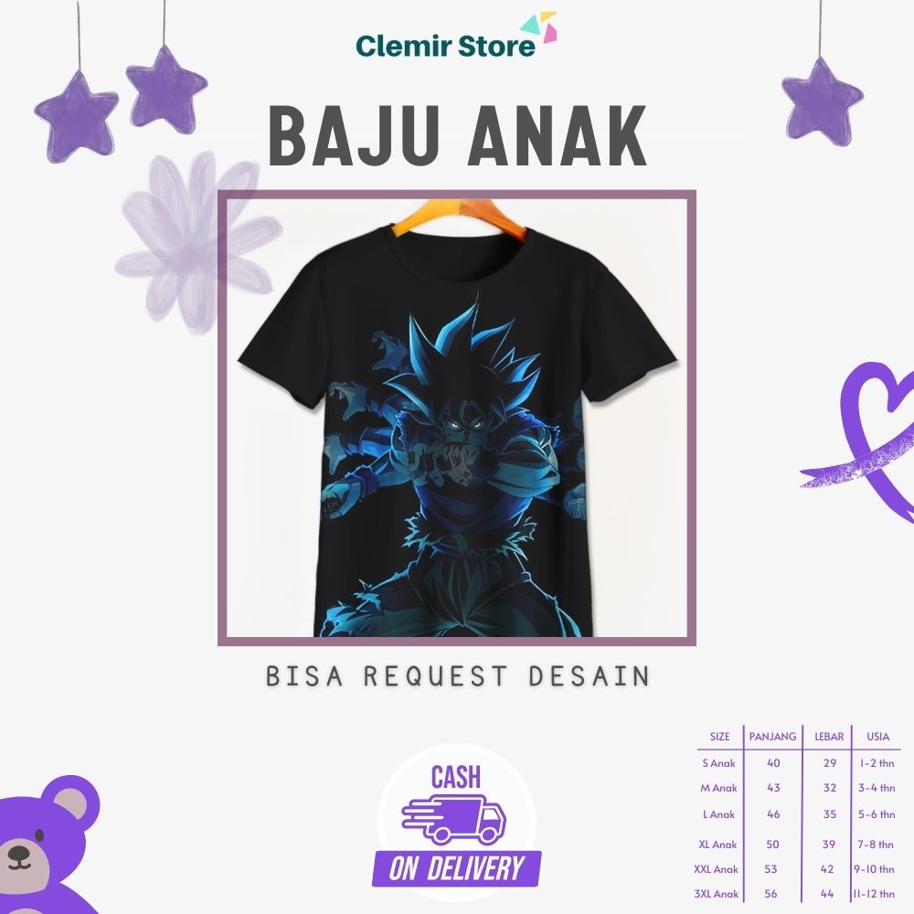 Baju Dragon Ball Anak Laki Laki Kaos Dragon Ball Cowok Printing 3D - Dragon Ball Z Goku V1