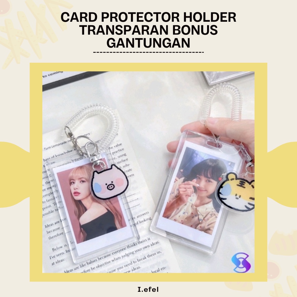 CARD HOLDER TRANSPARAN GANTUNGAN KUNCI AESTHETIC AKRILIK TRANSPARAN + FREE GANTUNGAN -I.EFEL-