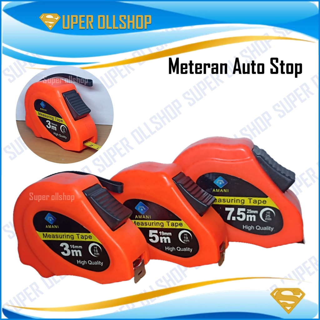 Meteran Alat Pengukur Tukang 3 Meter / Meteran Berkualitas Ukuran 3 Meter Measuring Tape Auto Stop