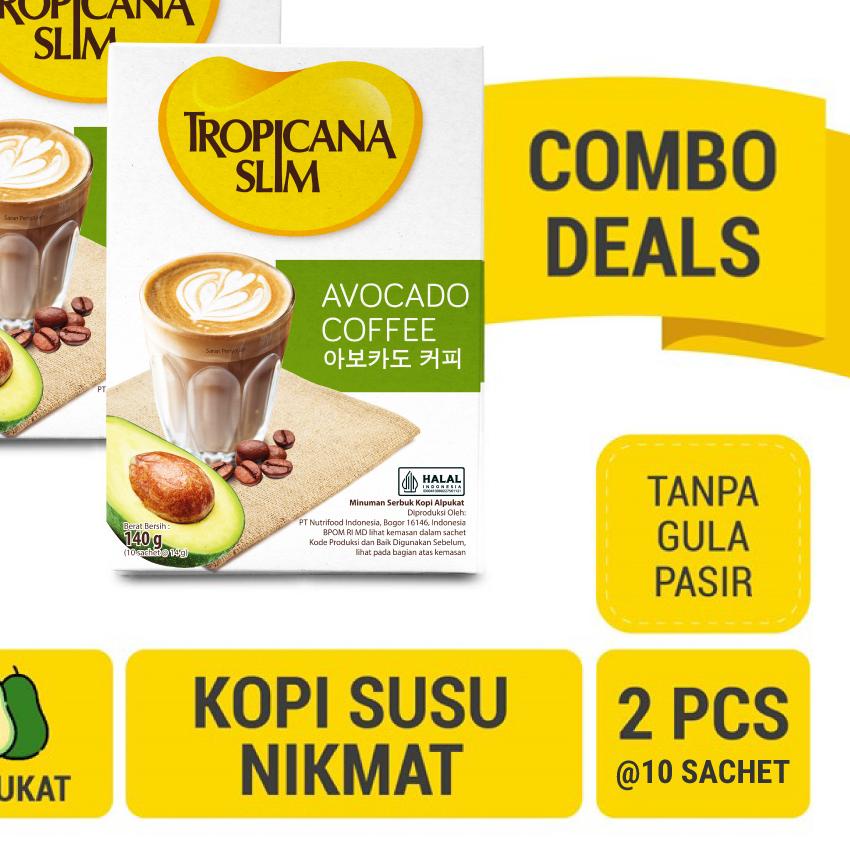 

♘ Twin Pack - Tropicana Slim Avocado Coffee 10 Sachet - Kopi Susu Nikmat Tanpa Gula Pasir ☈