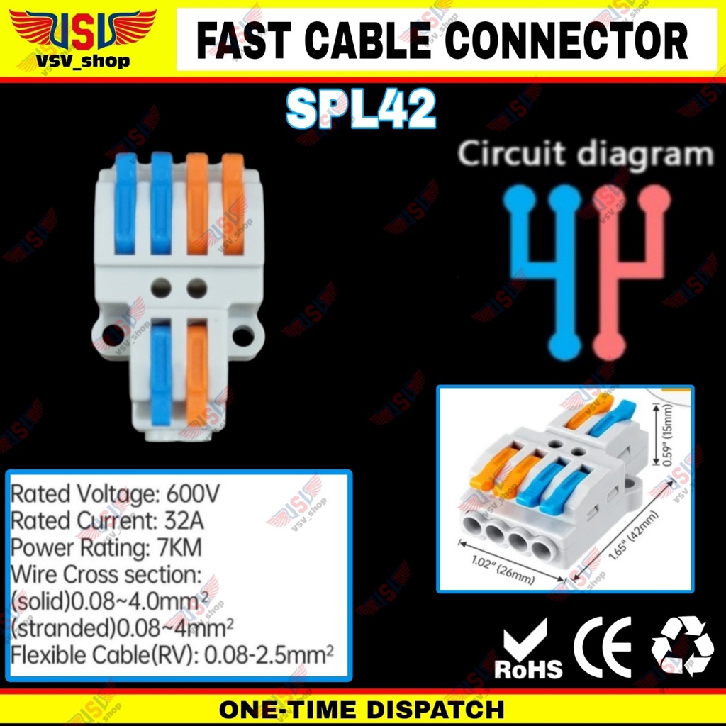 Terminal Konektor Kabel Sambung Cabang Quick Cable Connector wago 600V