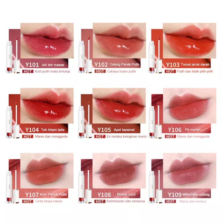 Lip Gloss Original  Lasting Glossy/Lip Kosmetik Wanita Waterproof/Lipstick Girl Moisturizing/Non Sticky/Long Lasting  Premium Tint Moiturizing Lipstick