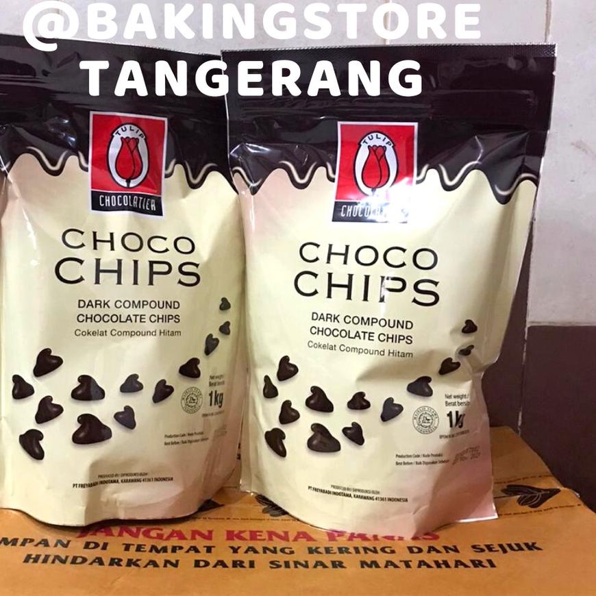 

☃ Choco chip Dark Chocolate tulip 1Kg - chocochips dark coklat ➱