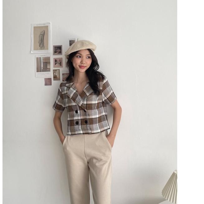 ✬ Kadaka O-0168 Outer Blazer Tweed Premium Tangan Pendek ✻