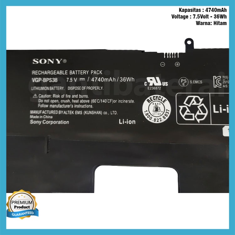 Baterai Laptop Sony Vaio VGP-BPS38 / VAIO Pro 11 SVP132A1CW