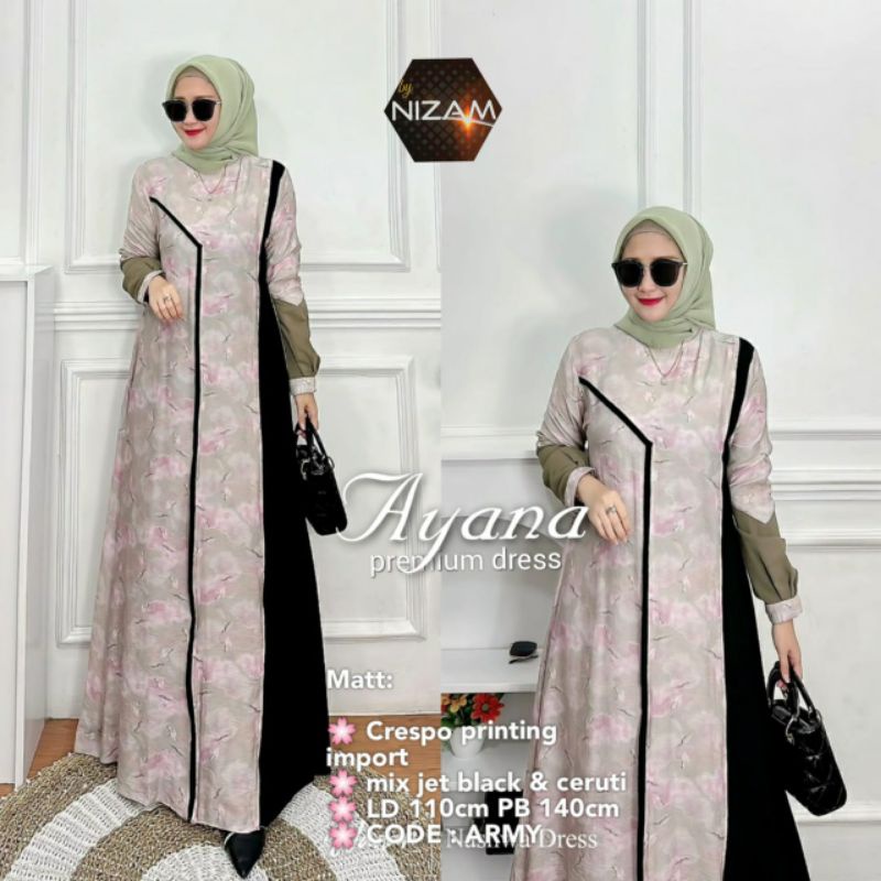 Gamis Motif Jumbo XXL LD 110 Termurah Terbaru Terlaris Kekinian Lebaran Pakaian Wanita CRESPO PRINTI