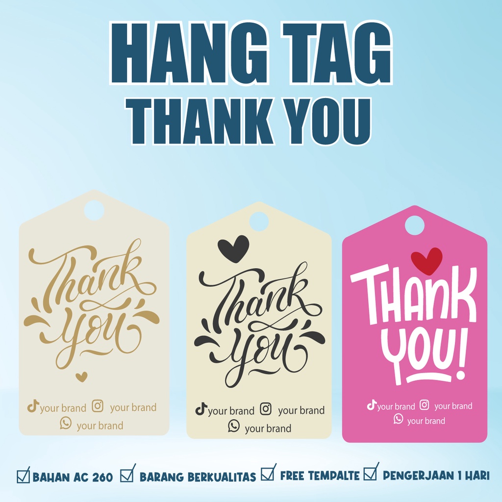 

Hang Tag Thank You Custom Labe/ Gantungan Baju/Label Produk/ Free Desain
