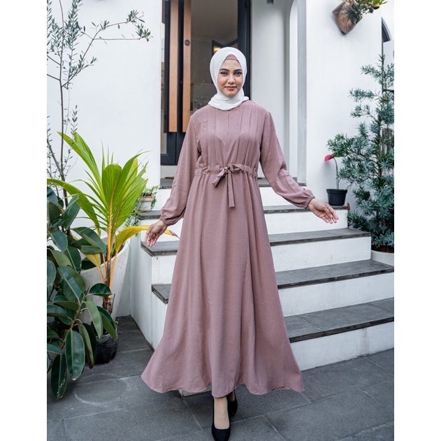 JOSHIN Amira Long Dress Gamis - Dress Wanita Crinkle Hijab Friendly