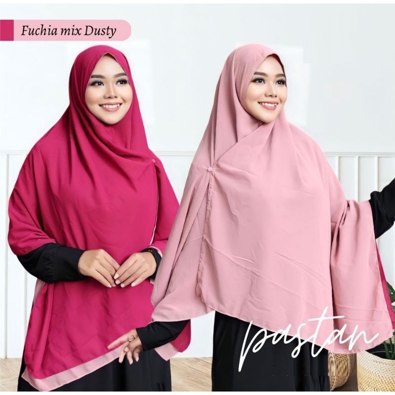 Hijab Pastanboba Kancing Pasmina Bolak Balik Bahan Ceruty Baby Doll Non Pet ORIGINAL