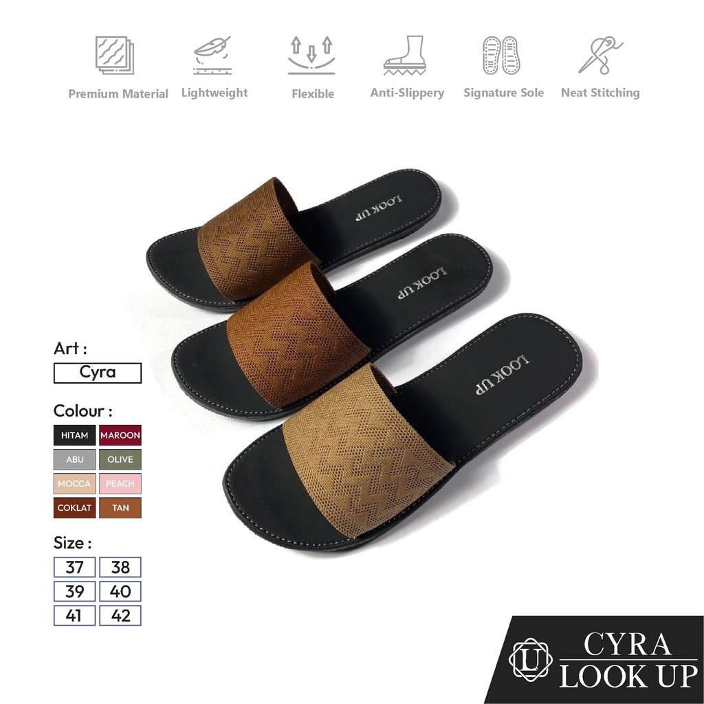Look Up - Sandal Wanita Cyra / Sandal Selop Wanita Non Slip / Sandal Rajut Import - CYRA