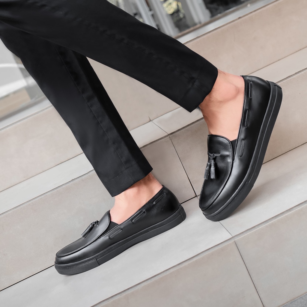 Bill 2.0 Black  | Sepatu Loafers Kulit Asli Casual Matte Vintage Slip On Klasik Pria Cowok Original | FORIND x Kenzios