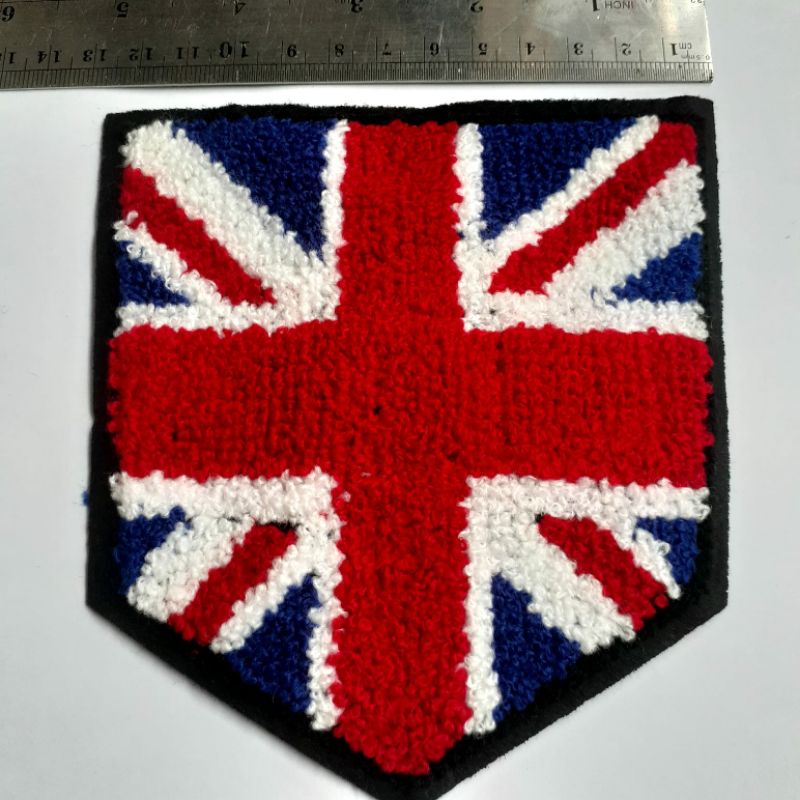 Patch Emblem Label Bordir Rajut Bendera Negara Inggris Stok Garment