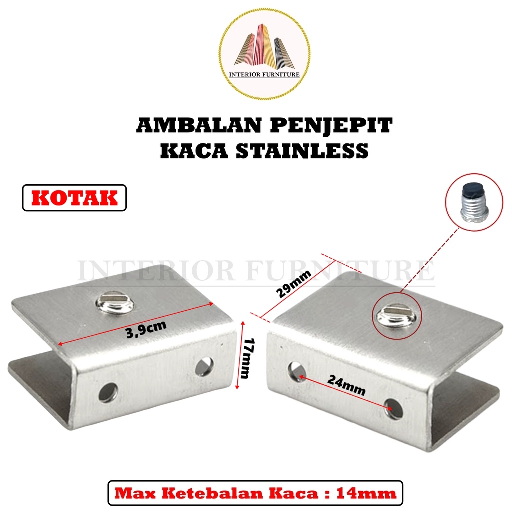 Ambalan Klip Kaca stanless oval dan kotak Jepit Kotak kotak dan klip kaca kotak dan oval