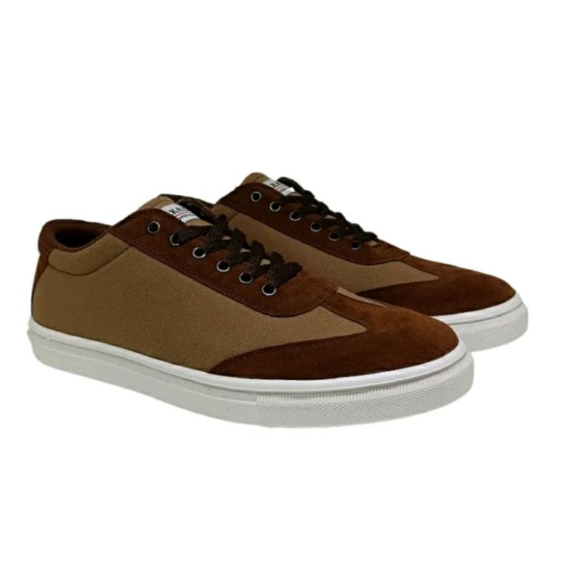 THE MALKA Sepatu Kasual Pria Men-505 Brown Sepatu Sneaker Kulit Suede 39-44 Jumbo Low Cut Casual, 39