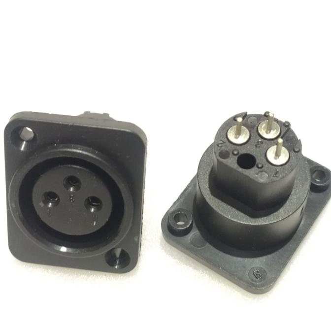 soket canon xlr female kaki lurus / soket canon body pvc kaki lurus muri33l