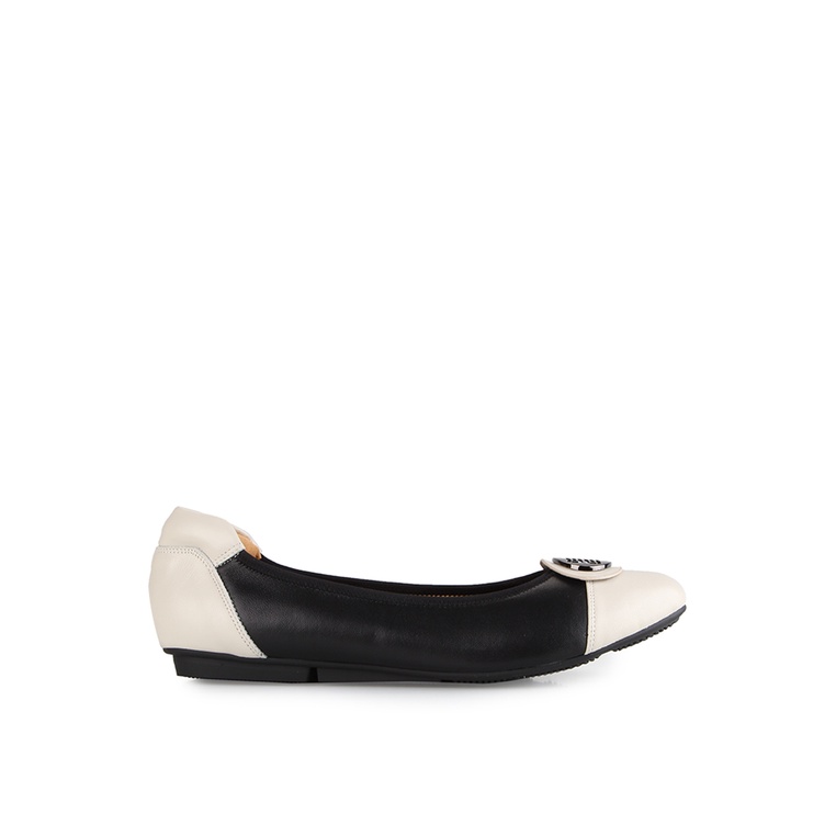 Sepatu Flat Andrew Original Leather insole Balet Dinner Unik Branded Hadrea Wanita Woman BEIGE/BLAC