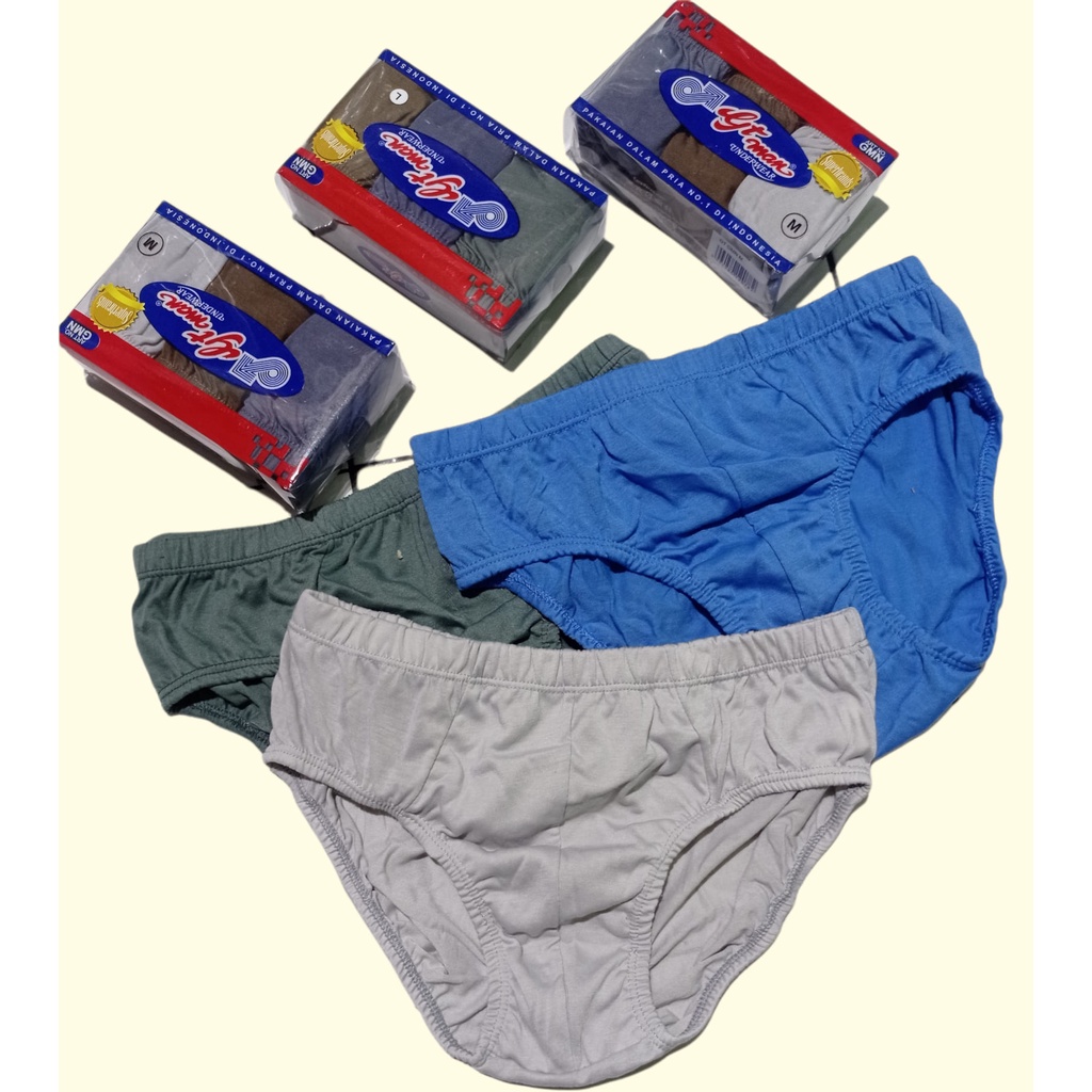 3 Pcs - Celana Dalam GMN GT Man Mika Pria Dewasa | CD GTMAN Laki Laki Pakaian Murah Katun Polos Underwear | Sguna