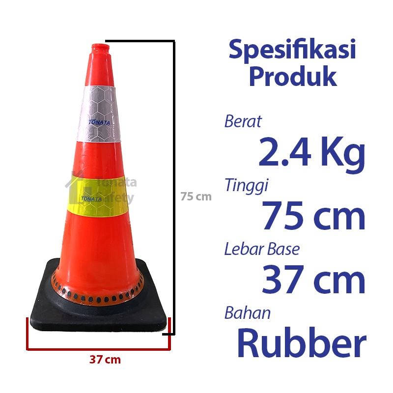 Safety Traffic Cone / Kerucut Lalu Lintas Tonata 2.4 Kg Bawah Kuning