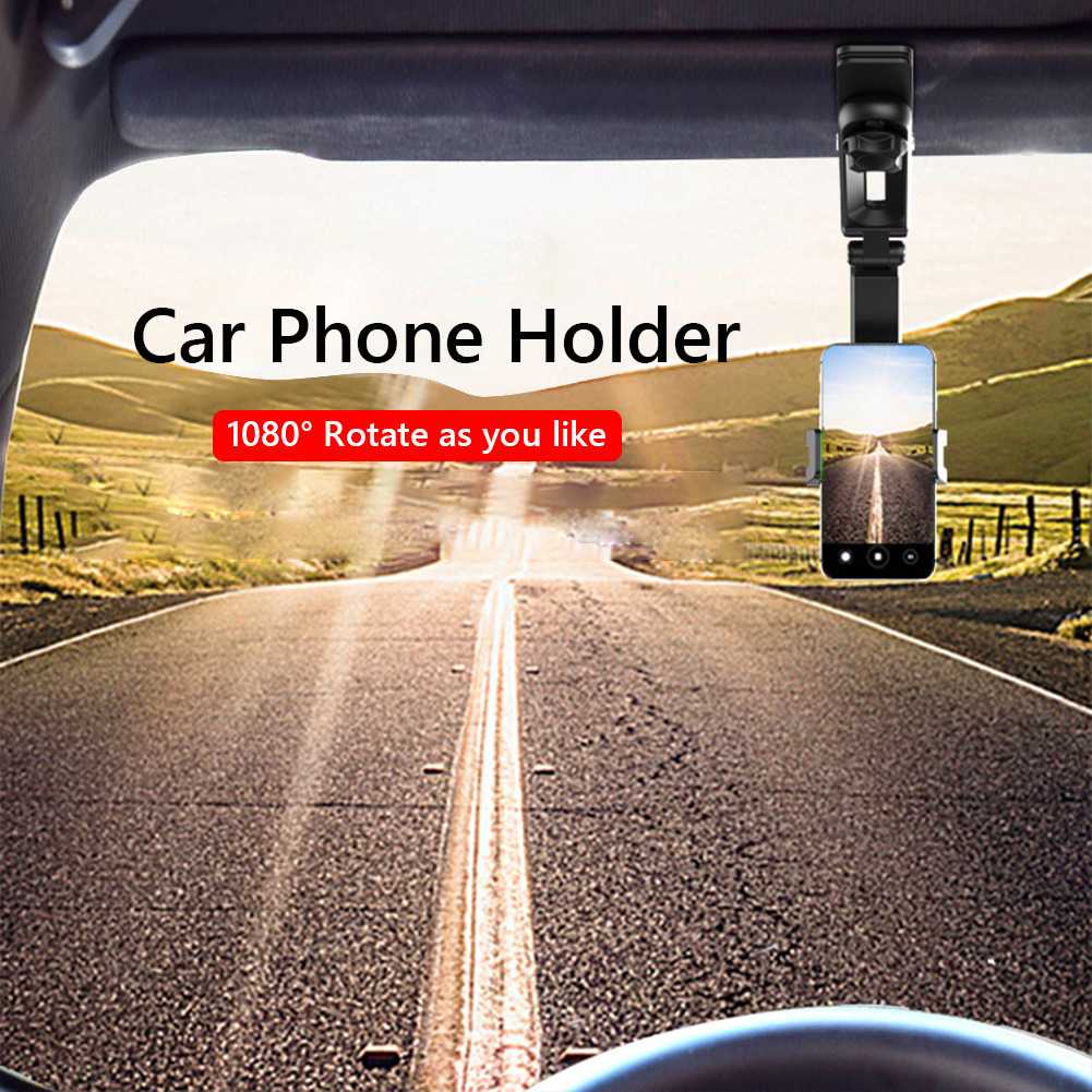 Universal Smartphone Car Holder Sun Visor 360 degree Tempat Sandaran Handphone Mobil Material ABS Silikon Berkualitas