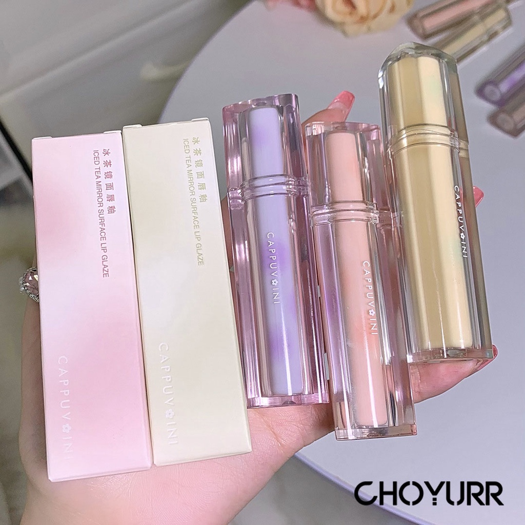 【COD】Cappuvini Lip Glaze Iced Tea Mirror Surface Jelly Mirror Lip Gloss Korean Original Tahan Air Tahan Lama -CH