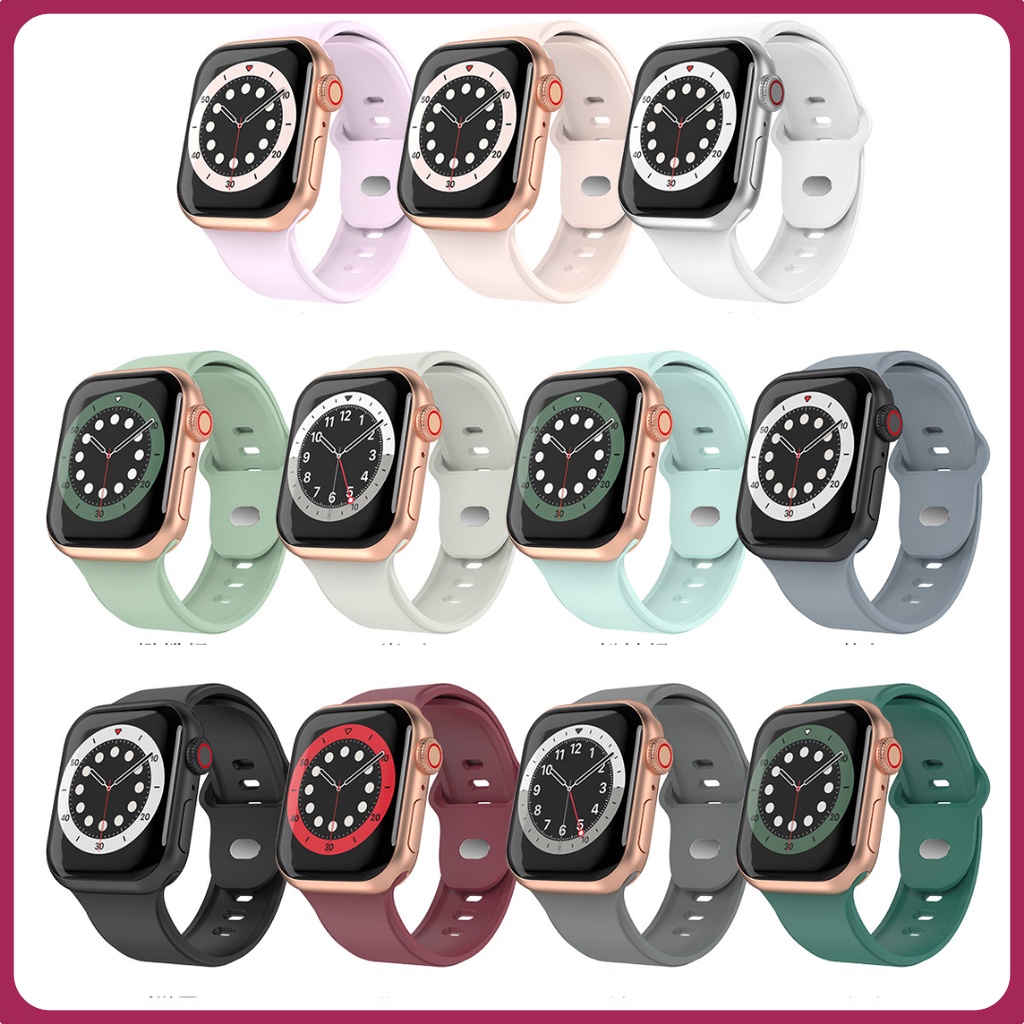 Strap untuk iWatch series 8 7 6 5 4 3 SE 38mm 40mm 41mm 42mm 44mm 45mm soft silicone tali jam tangan smartwatch band