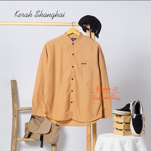 Kemeja Koko Shanghai Lengan Panjang BEST SELLER / Kemeja Kerah Shanghai Pria / Kemeja Pria Tanpa Ker