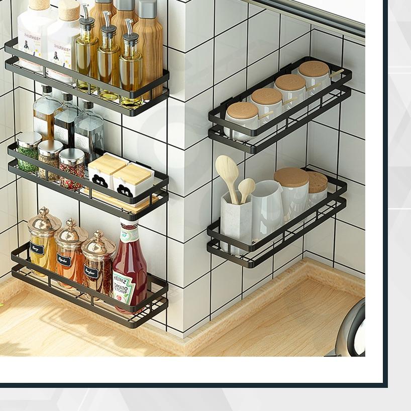 ➸ Rak Bumbu Dapur Gantung Tempel Dinding Tempat Botol Kecap Lada Garam Serbaguna ♪