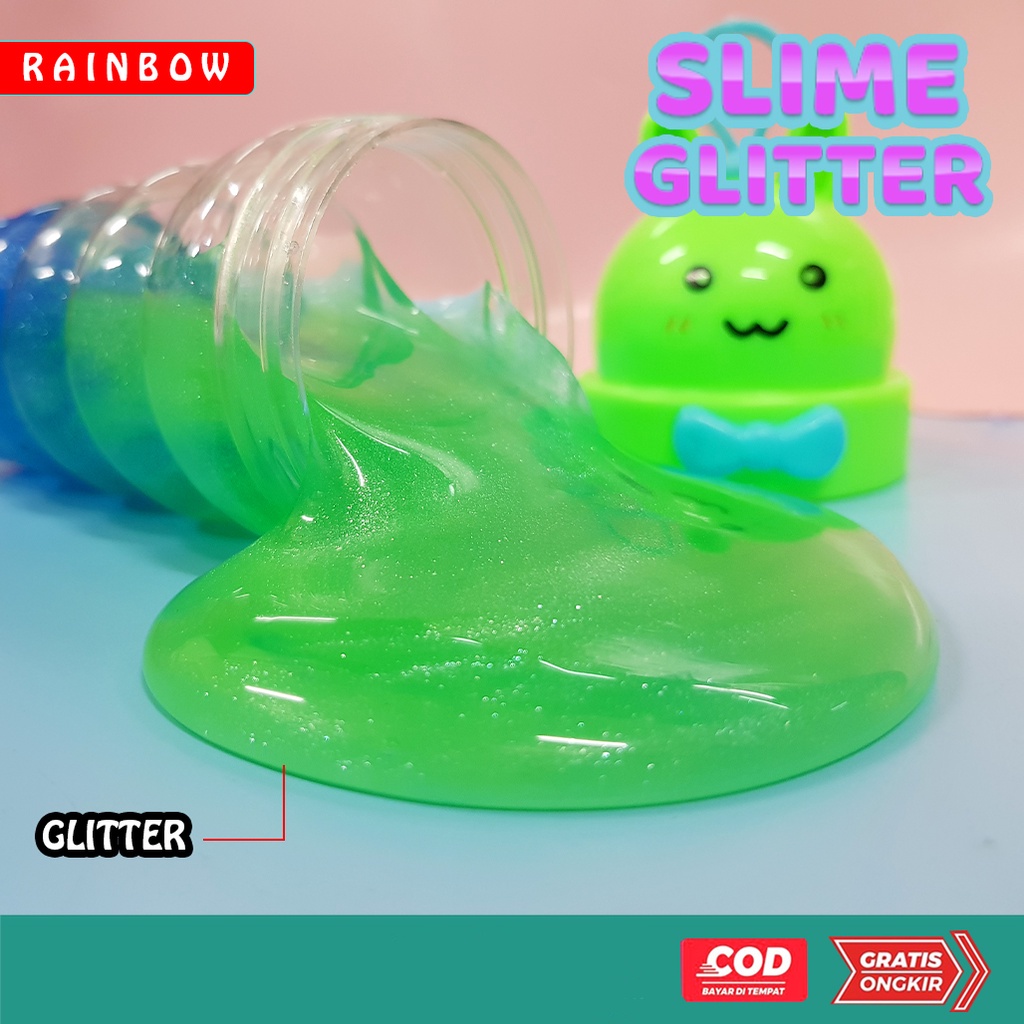 Mainan Slime Rainbow Gliter Botol Besar 12B