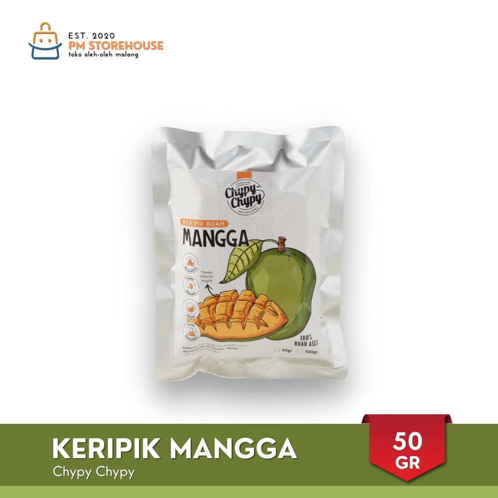 Chypy Keripik Buah Kualitas Premium | Keripik Kripik Mangga 50 Gram | Oleh Oleh Camilan Khas Malang