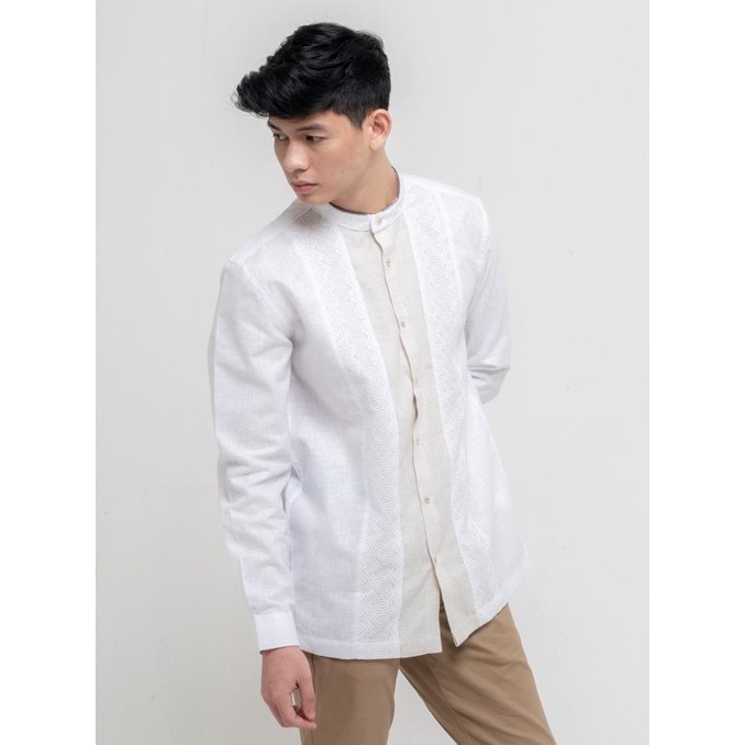 TERLARIS MOC Kemeja Koko Lengan Panjang Pria Modern Fit ZORACI - WHITE /BAJU KOKO PRIA/BAJU KOKO DEW