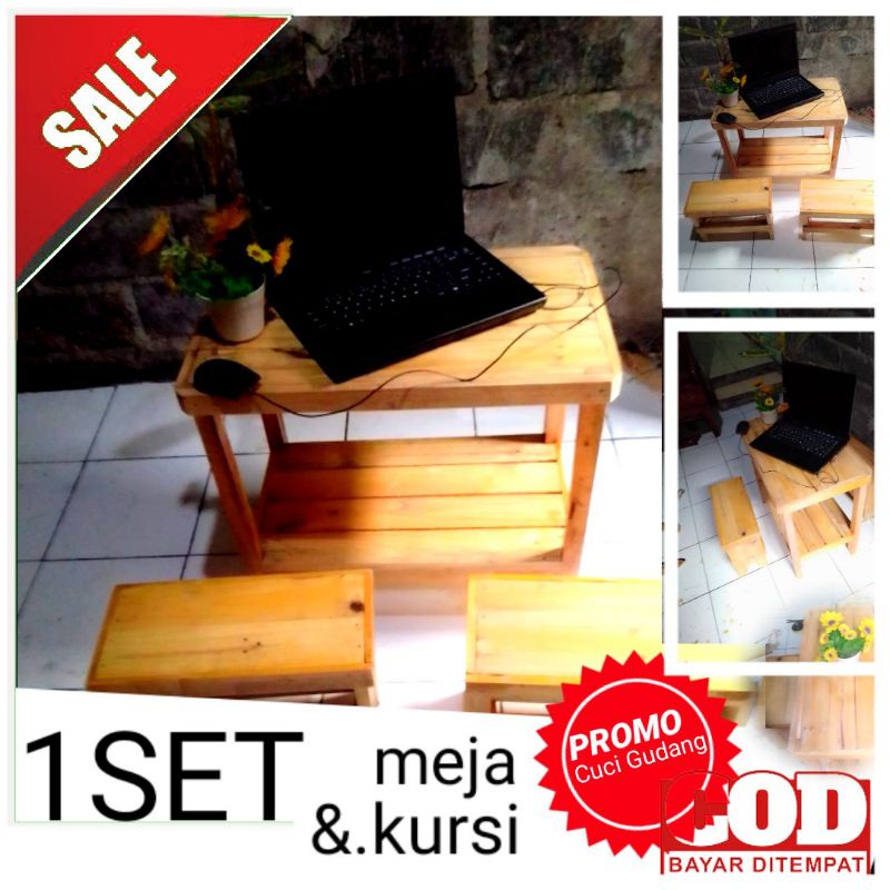 meja tukis meja cafe satu set kursi dan meja.