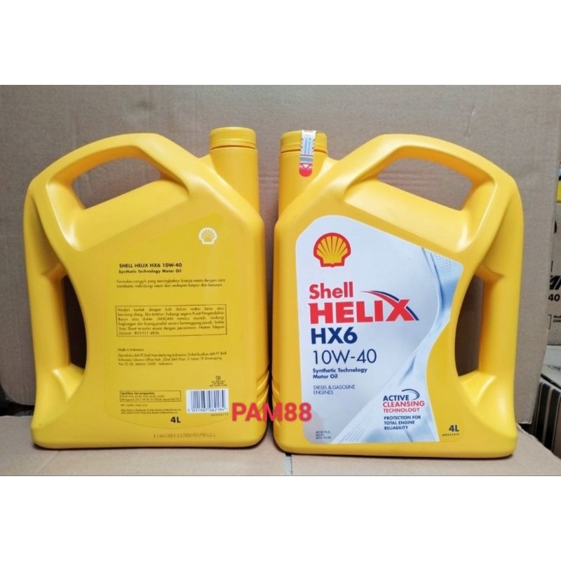 Oli Shell helix.. HX6..4 liter..kuning 10 W - 40..1 dus = 4 btl..jual perdus.