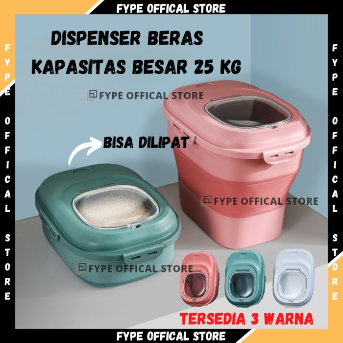 Kopuk Fype Dispenser Beras 25Kg Kontainer Beras Lipat Rice Box Anti Hama