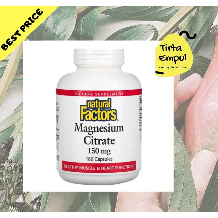 Natural Factors Magnesium Citrate 150mg 180 Capsules Vitamin Saraf